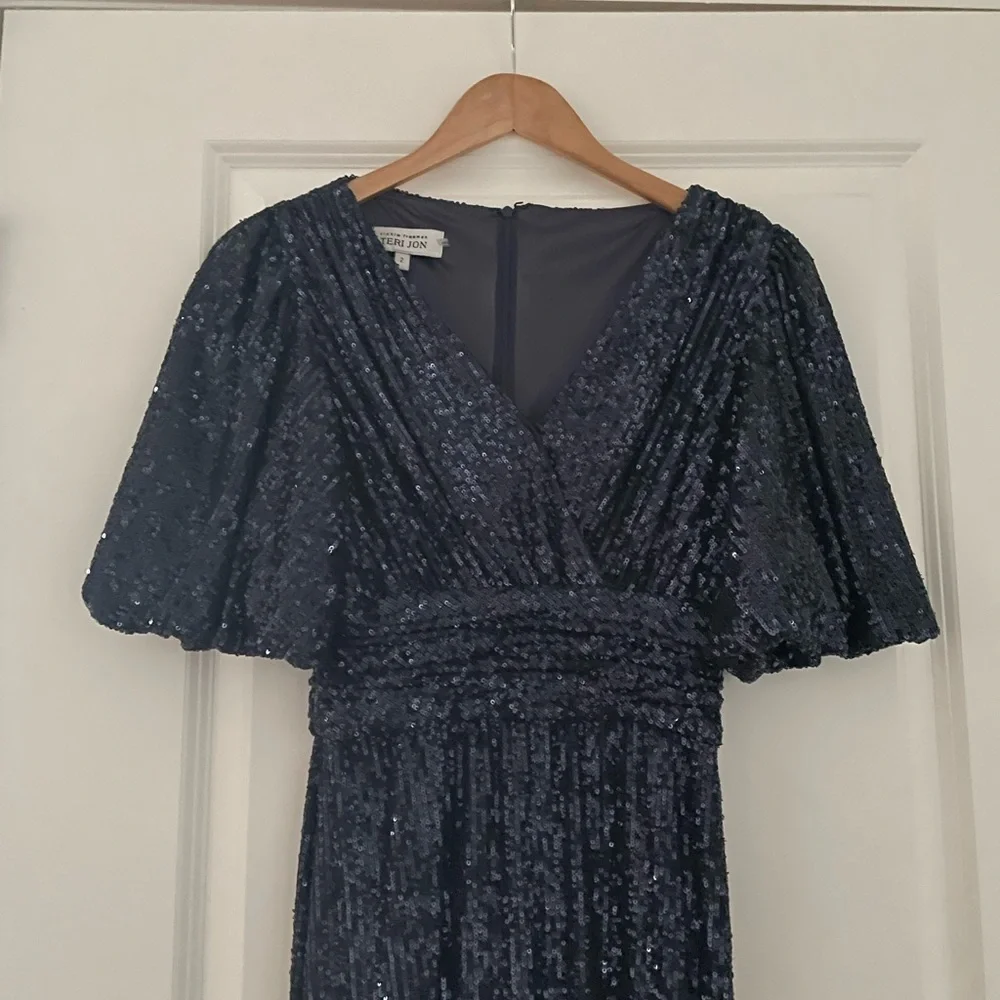 Rickie Freeman Teri John Draped Sequin Sheath Dress